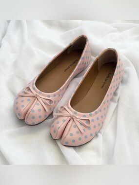 ✿ pastel polka dot tabi ballet flats • coquette balletcore mary jane vibe